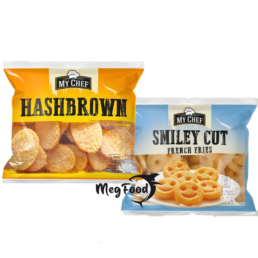 

My Chef Potato Fries Kentang Goreng Hashbrown | Smiley Cut 1Kg