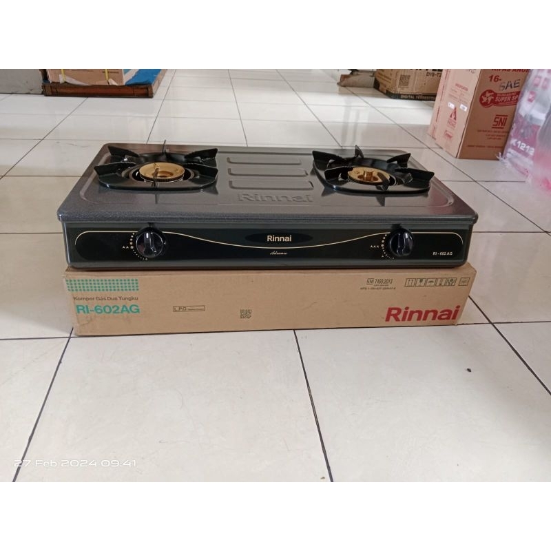 Kompor Gas LPG 2 Tungku Stainless Steel Rinnai RI-602 AG RI-602AG RI602AG RI 602 AG
