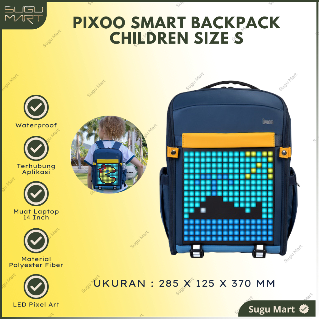 Smart Backpack S With Led Pixel Art Waterproof | Tas Ransel Anak Led Waterproof | Tas Ransel Led Art