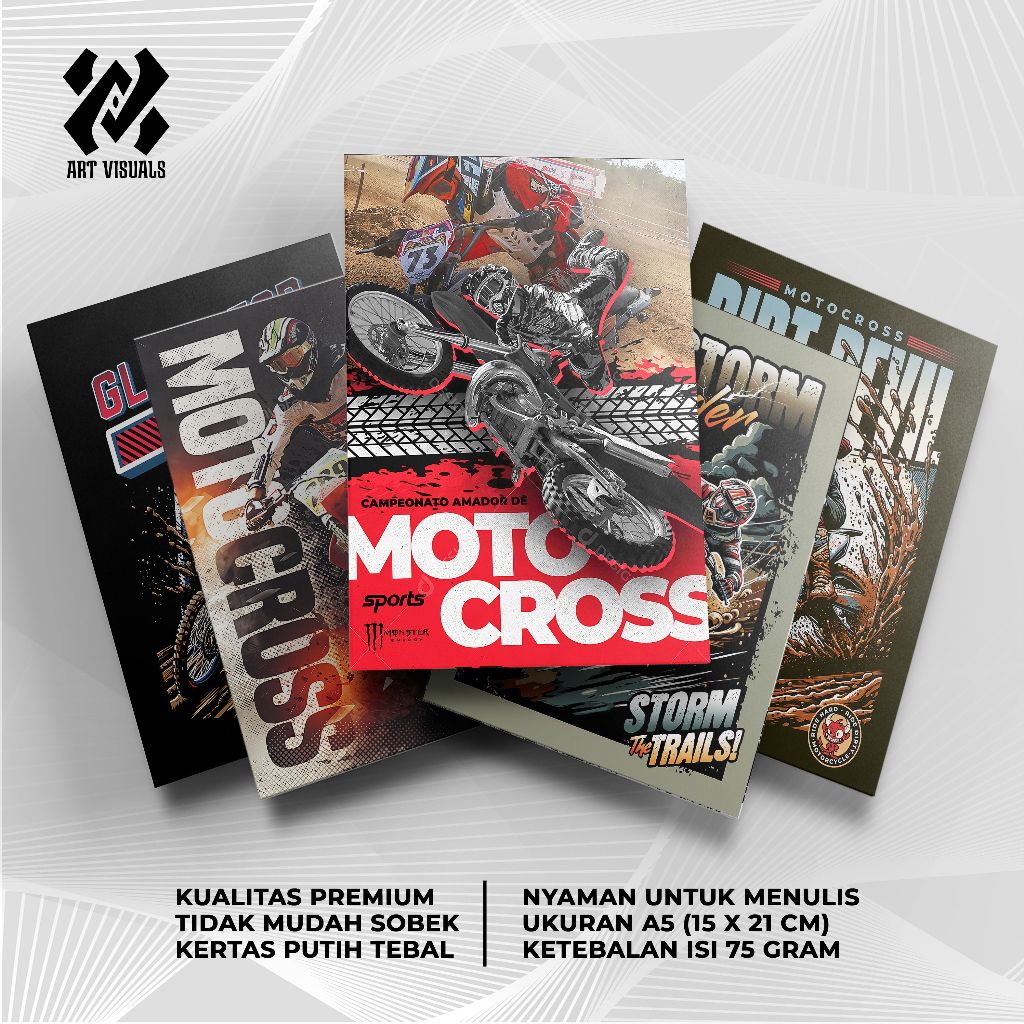 

Buku Tulis Custom Tema Motocroos Terlengkap Termurah Model Bebas Pilih Foto / Buku Tulis Sekolah / Buku Catatan