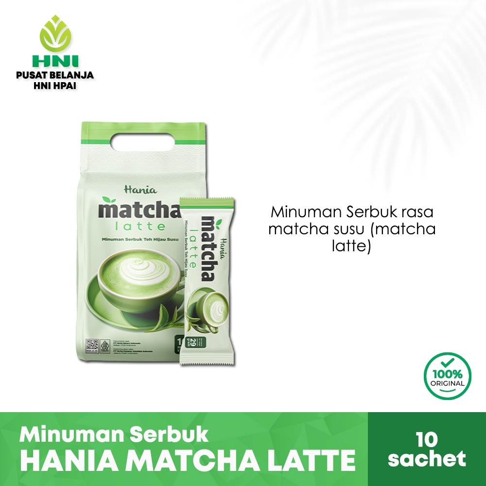 

HNI HANIA MATCHA LATTE Minuman Serbuk Rasa Teh Hijau Susu Isi 10 sachet