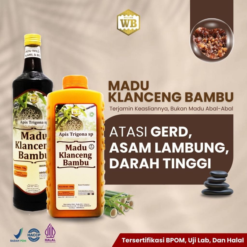 

WILD BEE Madu Klanceng Bambu / Madu Klanceng - Lebah Apis Trigona Bamboo / Asam Lambung/ Wild Bee WB