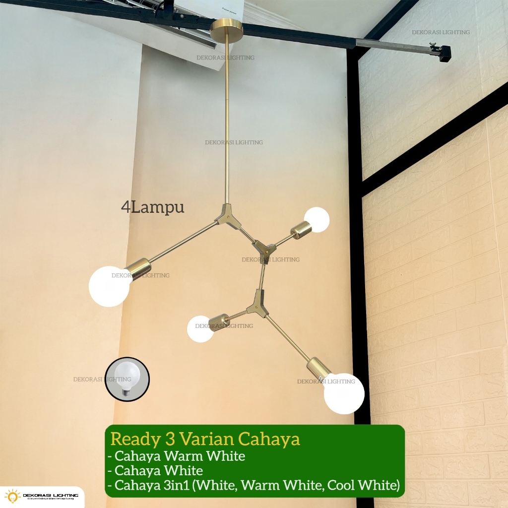 Lampu gantung void tangga gold hitam flexible 4Lampu 7Lampu ruang tamu dekor minimalis