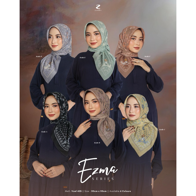 Zahra Hijab - Ezma Series (Segi Empat Motif) Hijab Seragam