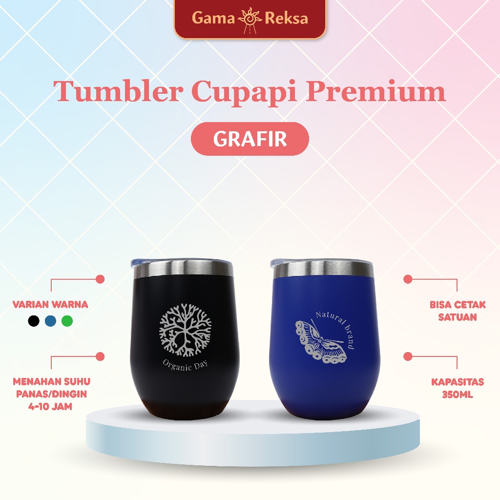 Mug Kopi Teh Custom CUPAPI 400ml Stainless Steel Laser Grafir / Tahan Panas & Dingin