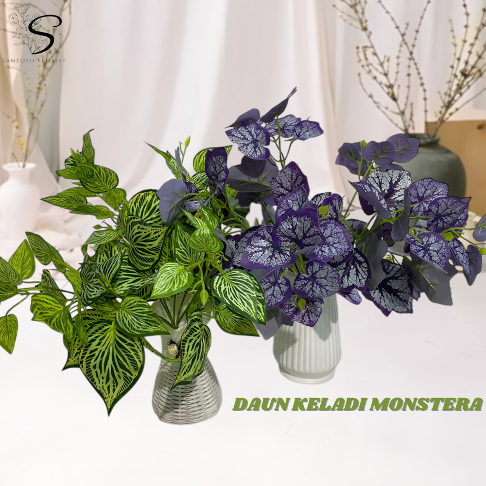 Tanaman Hias Palsu Tanpa Pot DAUN KELADI MONSTERA Plastik Bunga Artificial Dekorasi /CZ-017