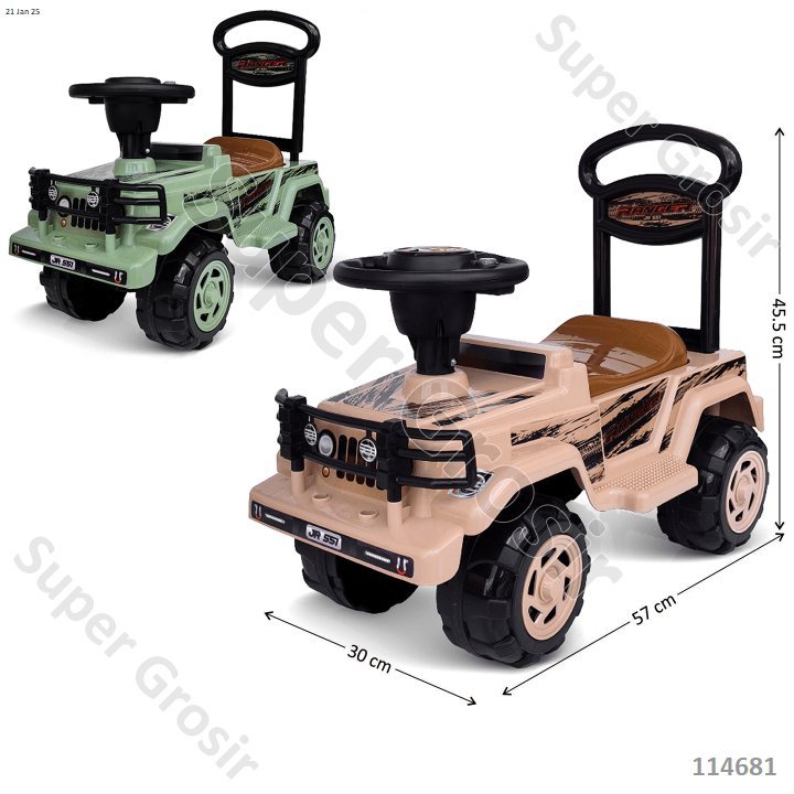 Mainan Anak Tunggangan Dorong Mobil Jeep + Klakson + Tali Penarik Ranger