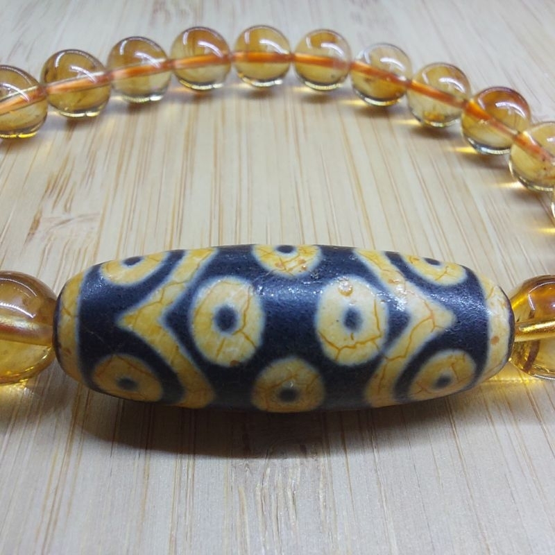 YRLLOW DZI BEAD MATA 15 MIX BATU CITRINE 8MM