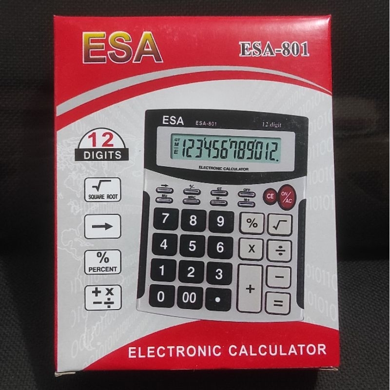 

Kalkulator 12 Digit Baterai A3 / AAA ESA-801