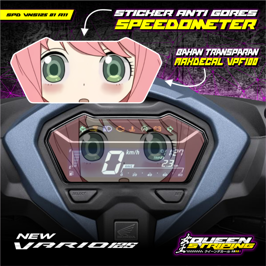 Stiker Spedomeeter Transparan Vario 125 New Variasi Karakter Anime Anya - SPD-VNS125