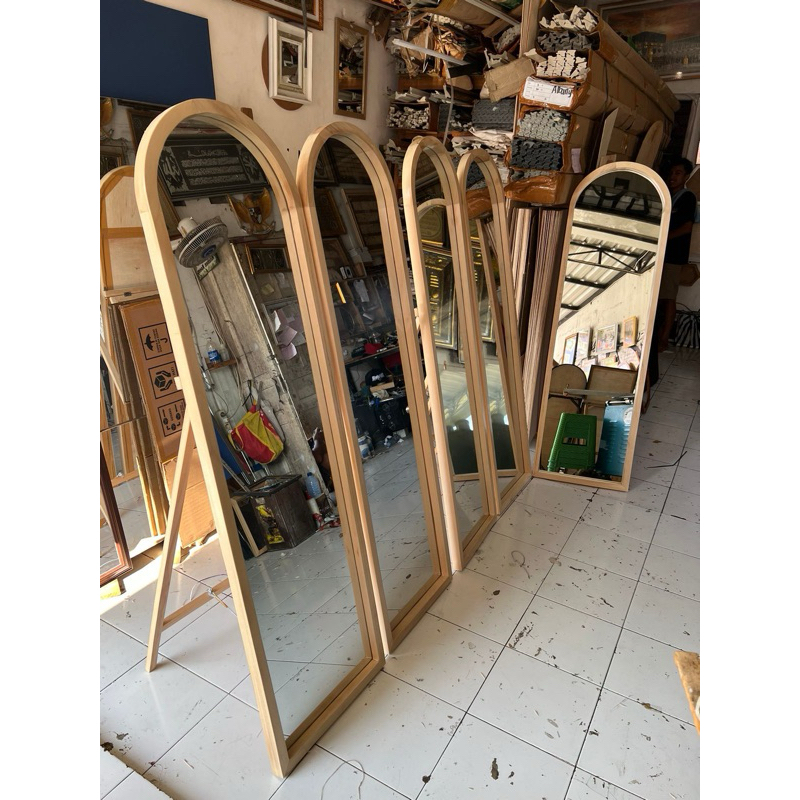 JOGJA 2jam sampai standing mirror premium fullbody 45x155cm Bingkai 3D Ready STOK Langsung pengrajin