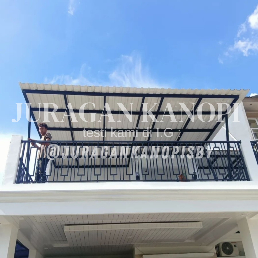 Kanopi rangka galvanis atap Alderon single layer minimalis murah surabaya