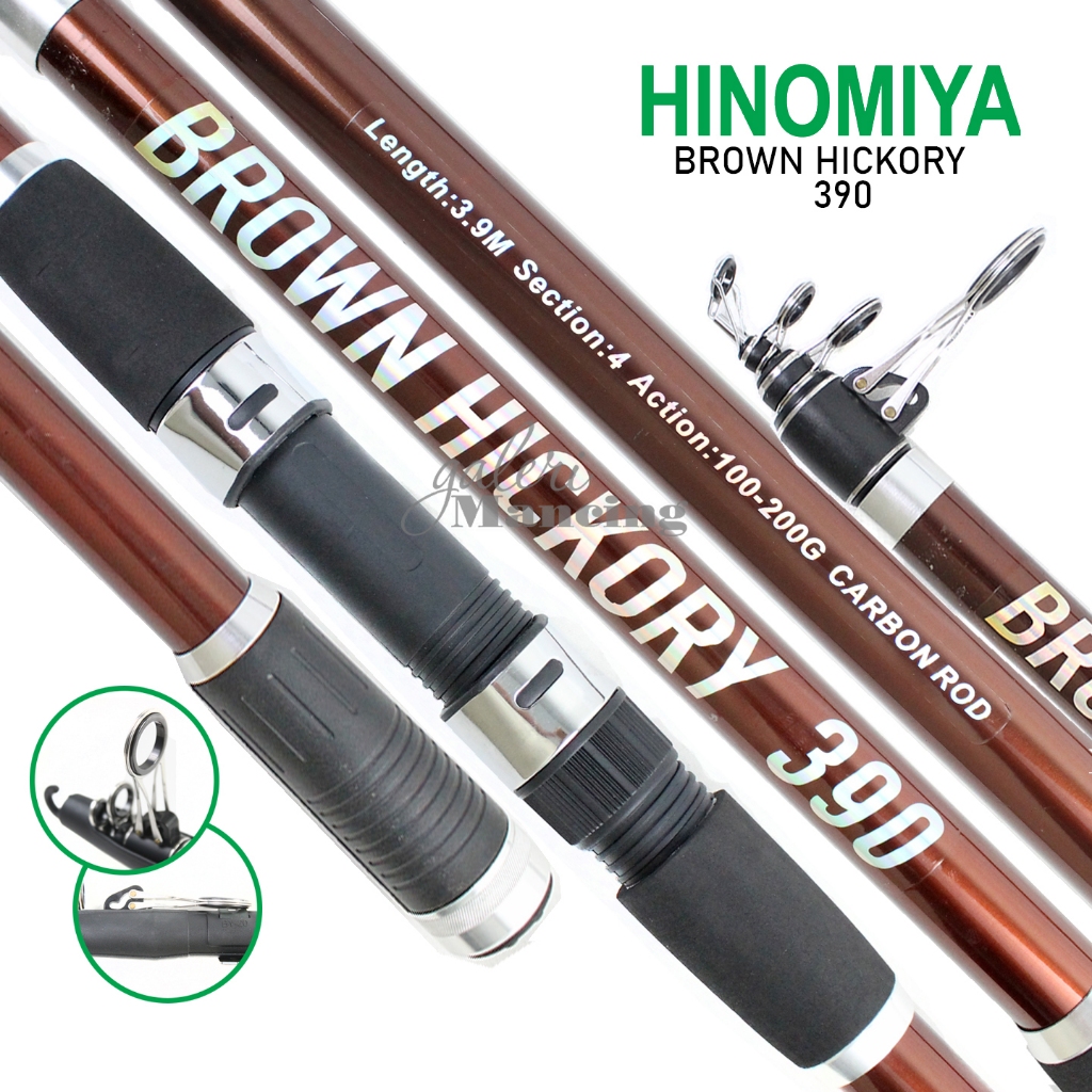 Joran Hinomiya Brown Hickory 390 420 Joran Pancing Surf Teleskopik Carbon