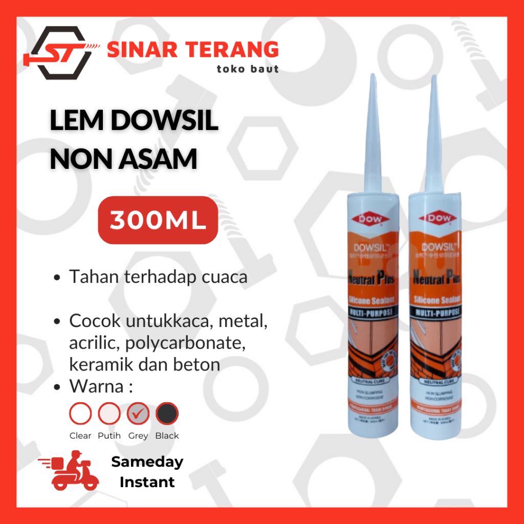 

Lem Dowsil Neutral Grey 300ml | Lem Silikon Kaca Non Asam Abu