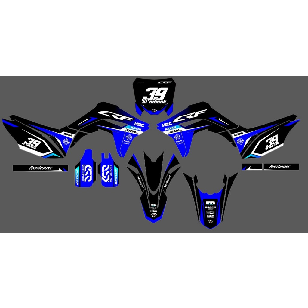 DECAL CRF BIRU HITAM SUPERMOTO CUSTOM