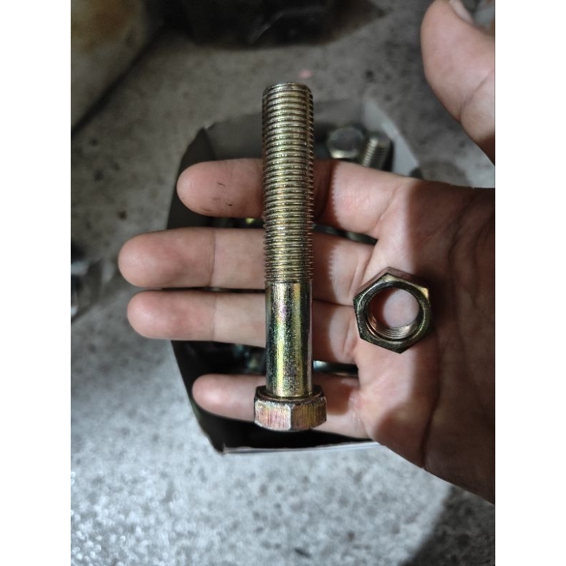 baut mur kuning drat halus m14x80 kunci 19 drat pitch 1.5 baut bmk m14x80 / baut mur kuning M14 x 80
