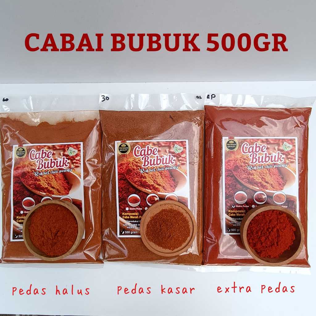 

BUBUK CABAI KEMASAN 500GRAM |EXTRA PEDAS| PEDAS KASAR | PEDAS HALUS