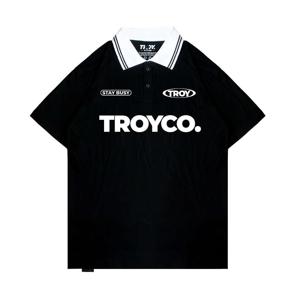 Troy Company Cotton Rugby Polo Shirt Black Basic - Kaos Polo Hitam PR 2957