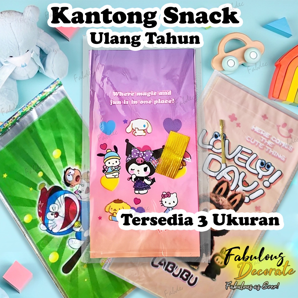 

Kantong Snack Ulang tahun / Goodie Bag Ultah / Plastik snack Birthday / Souvenir Bingkisan