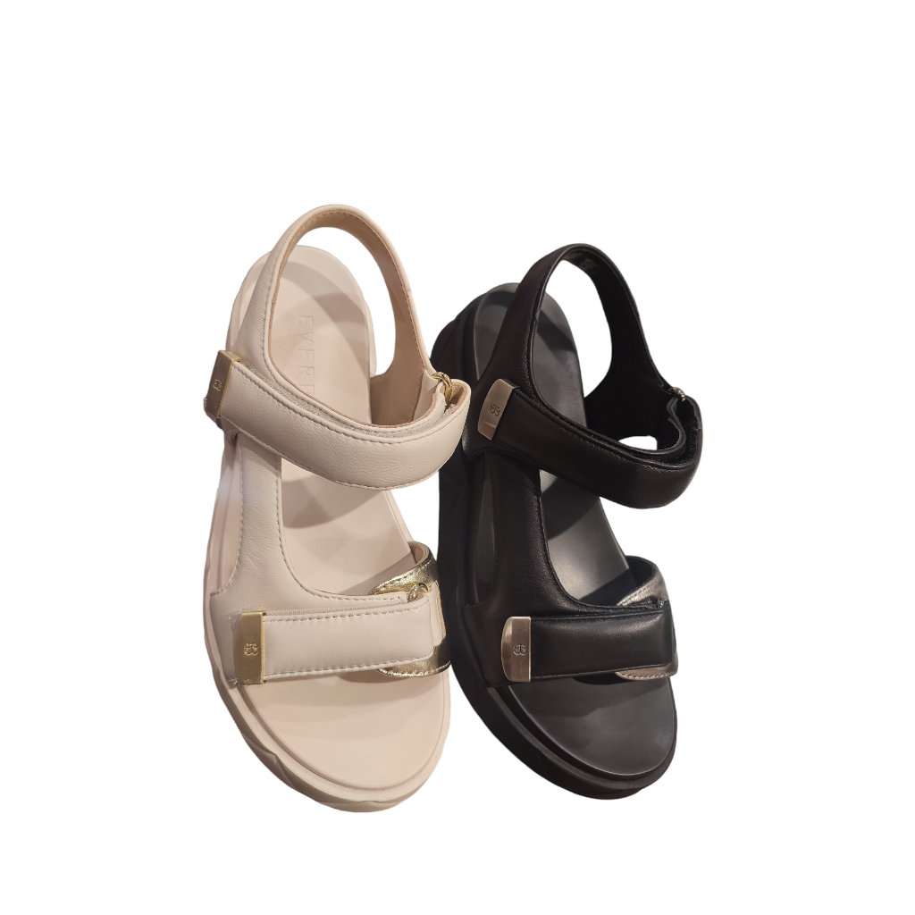 Everbest Nuby Sandal Platflorm Wanita Beige & Black