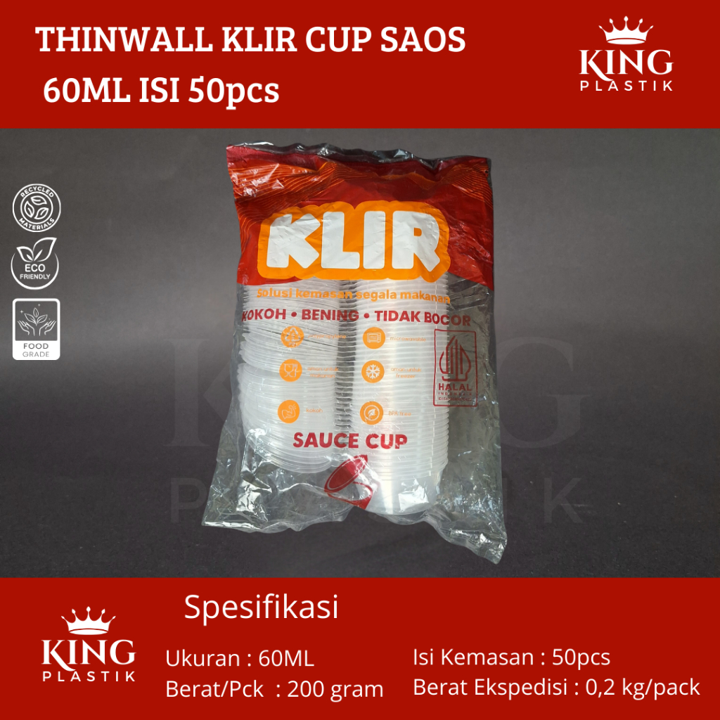 Tempat Saos Cup Sambal Merek KLIR Dan DM Uk 60ml Isi 50 pcs