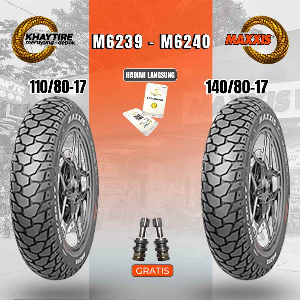 Paket Ban Motor Touring Adventure MAXXIS 110/80-17 + 140/80-17 Tubeless