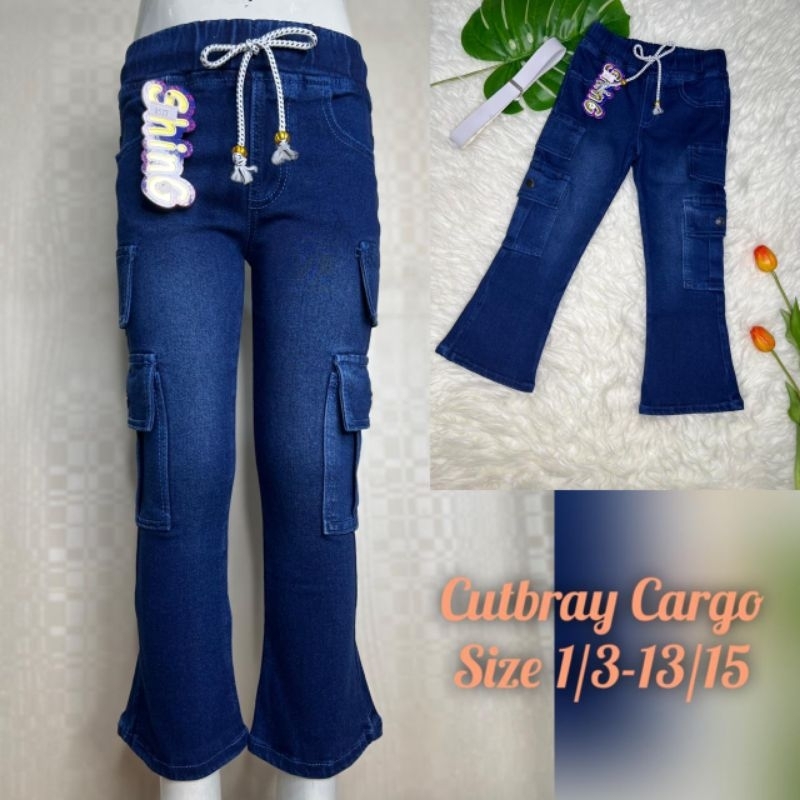 SHING Celana panjang Kargo cutbray anak cewek/Levis panjang lebar anak perempuan umur 2-12 tahun