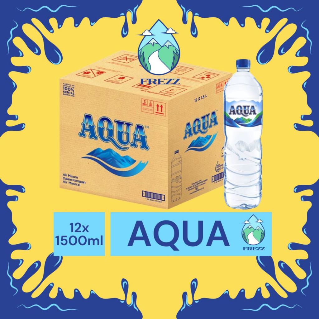 

(INSTANT) AQUA Dus 1500ml Isi 12 BOTOL Per Karton - READY AQUA 600ML, 330ML, AQUA GELAS /CUP Air Kemasan Botol Minuman Kardus