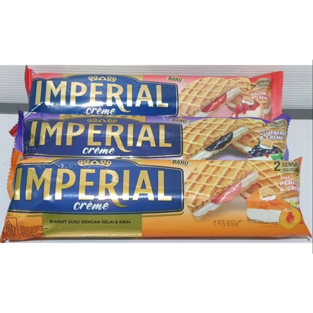

IMPERIAL CREAM BISKUIT SUSU DENGAN SELAI DAN CREAM 108GR HARGA 1 DUS ISI 24 BKS