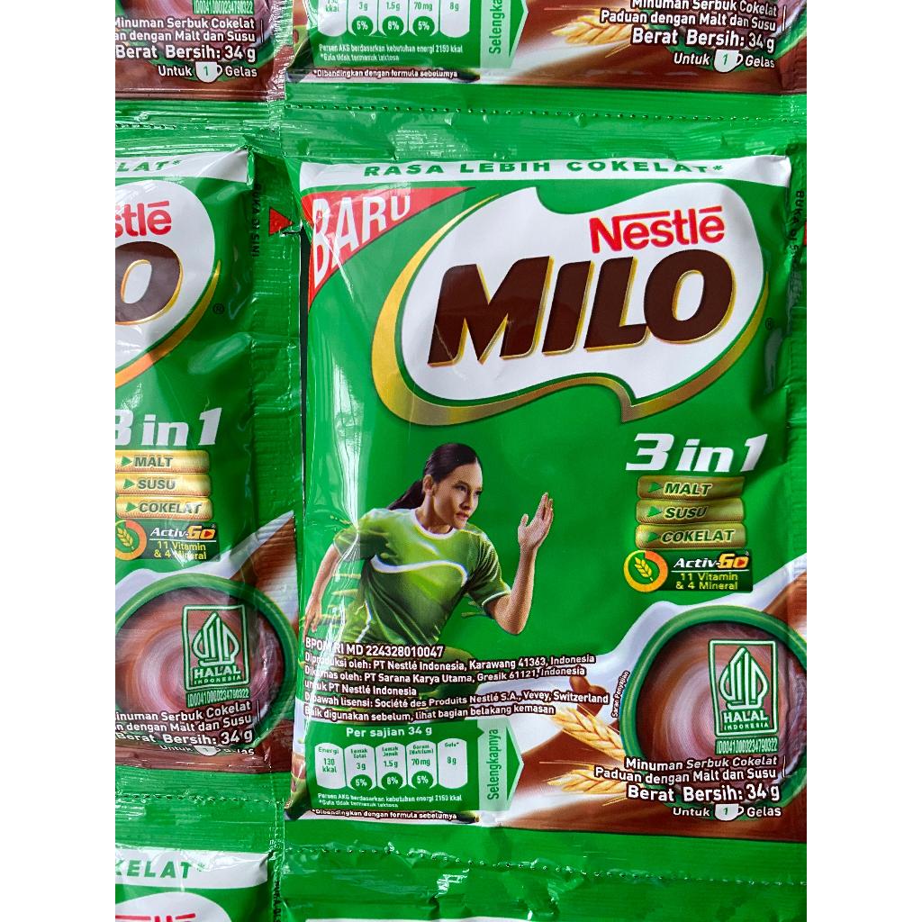 

Milo 3 in 1 Activ Go 34 Gram Renceng Renteng Isi 9 Pcs / 9 Sachet