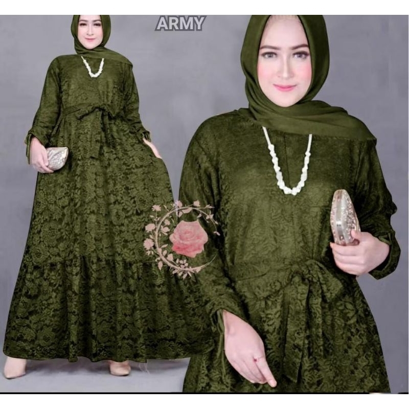 Marita 4 - Gamis dress brukat BIG SIZE JUMBO M L XL 2XL 3XL 4XL 5XL premium ootd lebaran fashion mus