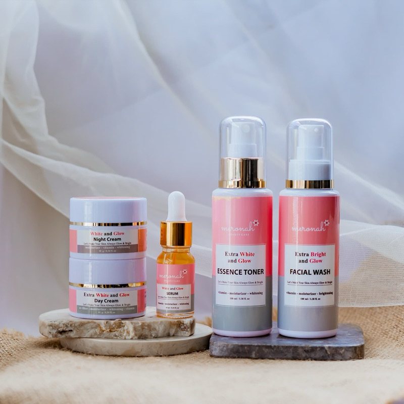 BASIC SKINCARE MERONAH / PAKET EXTRA WHITE AND GLOW KHUSUS UNTUK YANG INGIN WAJAH CERAH PUTIH GLOWIN