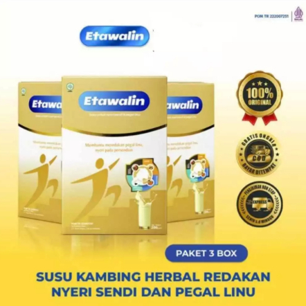 

Etawalin Paket 3box - Susu Kambing Etawalin Membantu Meredakan asam urat, Nyeri sendi dan Tulang