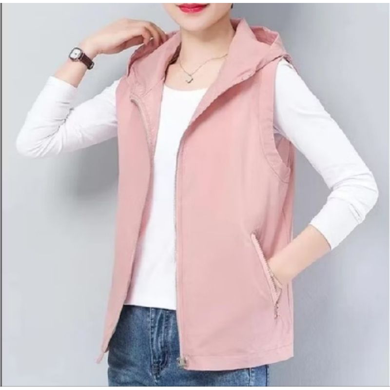 Jaket Rompi Wanita Hoodie Rompi Cewe Style Korea
