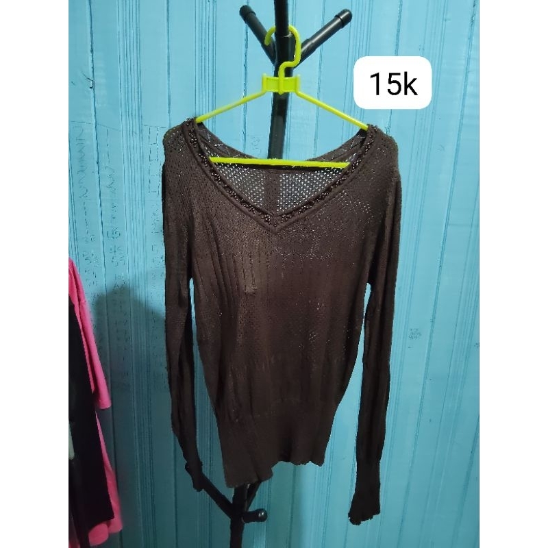 baju rajut jaring warna coklat