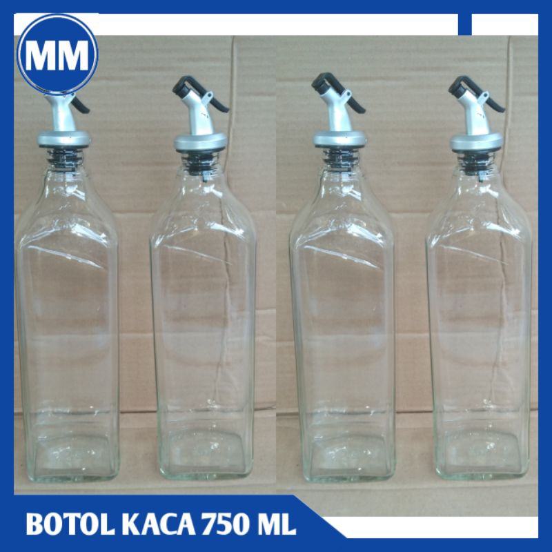 Botol Kaca Kotak 750 ML Sama Tutupnya