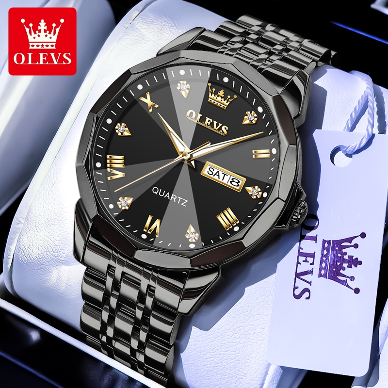 MURAH OLEVS 9931 JAM TANGAN PRIA ANTI AIR ORIGINAL COWOK KALENDER BERCAHAYA ANALOG LUMINOUS