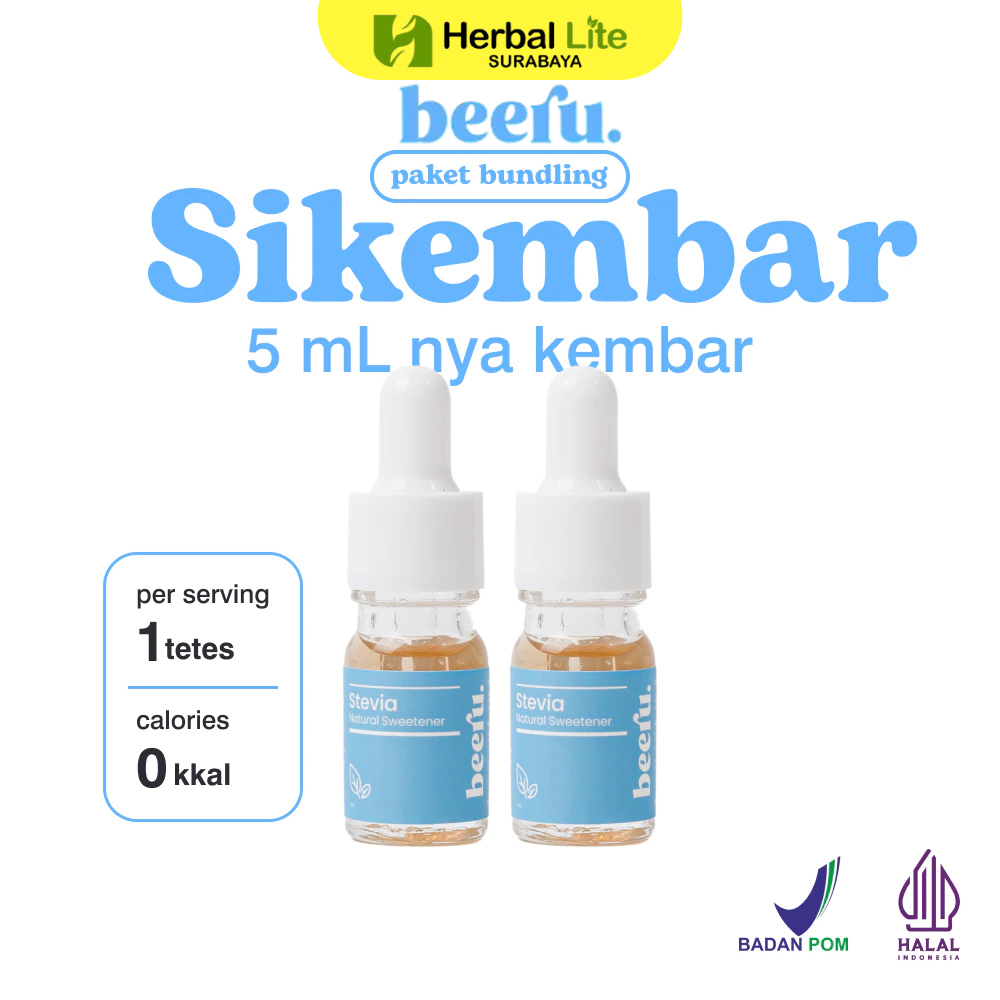 

BEERU Stevia Natural Sweetener Gula Pemanis Alami Cair Tetes Paket 2pcs Sikembar