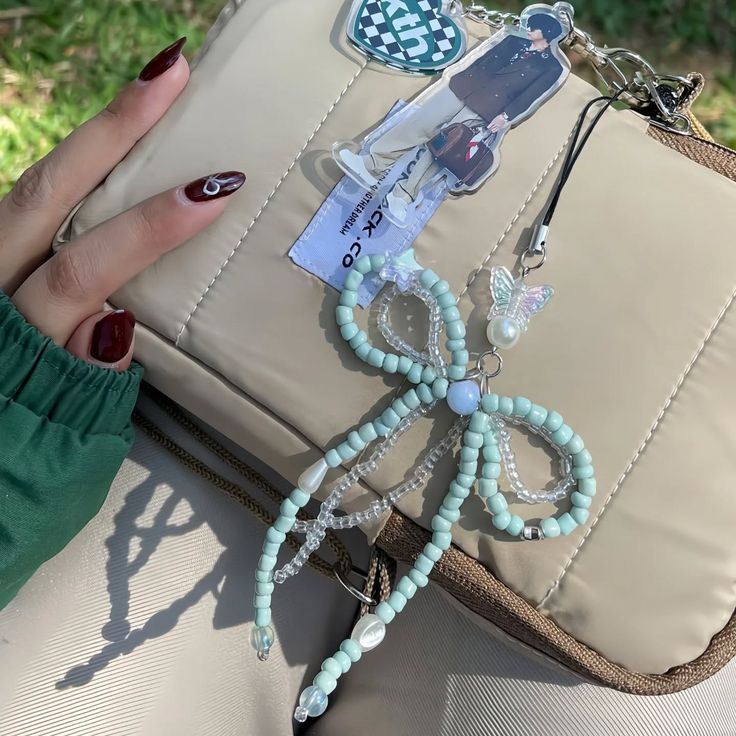 Big Bow Girl Bag Pendant Universal Mobile Phone Chain Bead Chain Hanging Rope Keychain
