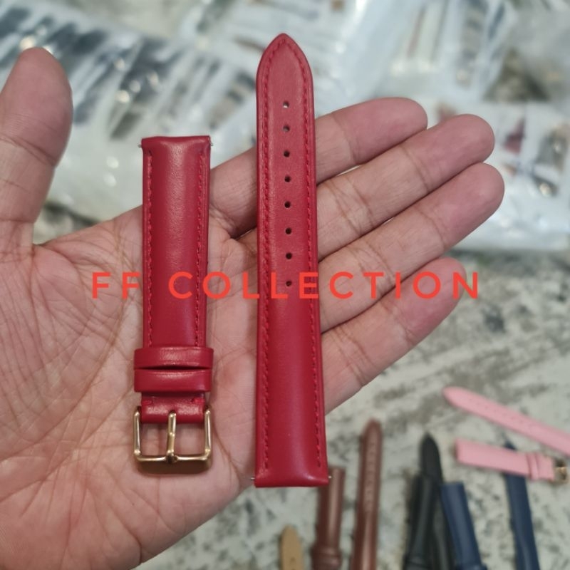 FF COLLECTION RED MERAH 18MM 18 MM Strap Tali Jam tangan Fossil Leather Kulit GRATIS Pin PEN Quick R