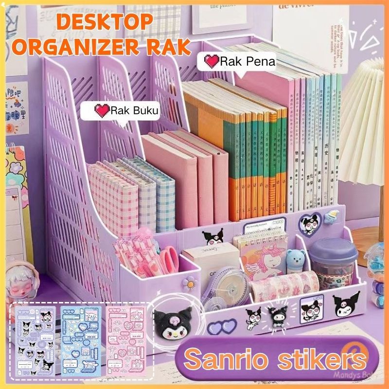 [Penjual Lokal] Desktop organizer Rak+Sanrio Kotak Pensil Buku Rak Penyimpanan File organizer Box Fi