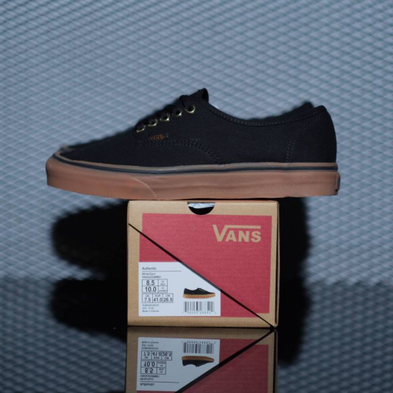 Sepatu Vans Authentic Black Gold Gum Sole
