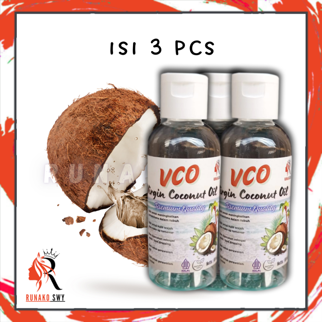 

Minyak Kelapa VCO Murni 100 % Alami 60 ml Isi 3 Pcs
