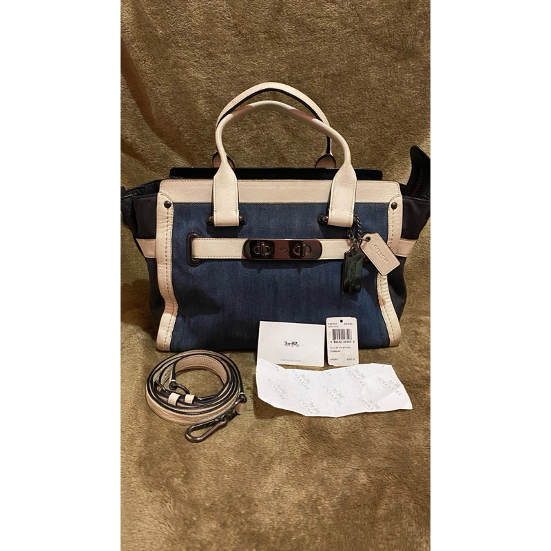 Coach Swagger In Colorblock Denim Authentic