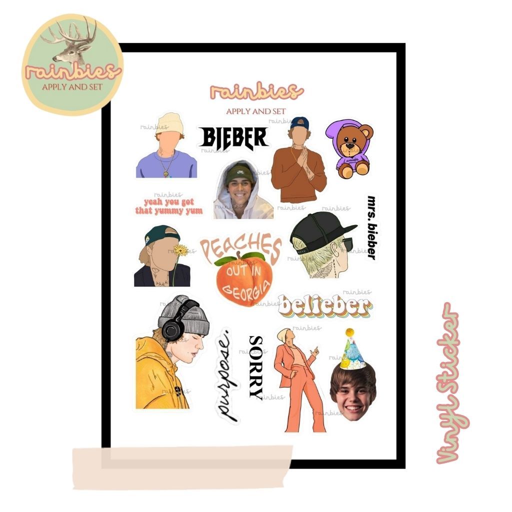 

Sticker Justin Bieber Stiker Vinyl Waterproof Kisscut HP Tablet Laptop Koper Travel Aesthetic