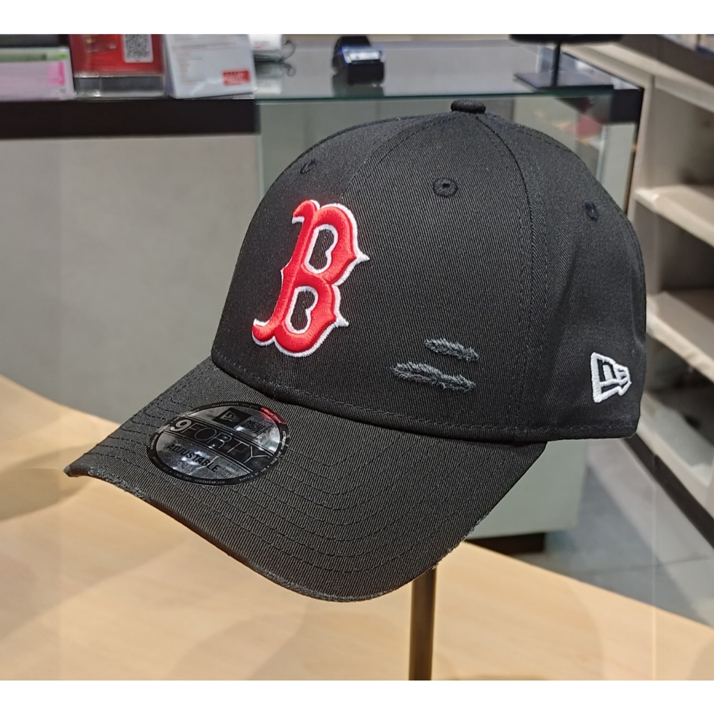 Topi New Era 9Forty Cotton Damaged Boston Red Sox Black Cap 100% Original Resmi