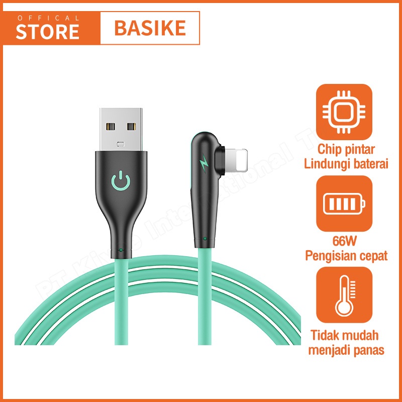 BASIKE Kabel Data Charger Fast Charging Lightning untuk iPhone 7 8 X XS XR 11 12 13 14 15 16 Pro Max