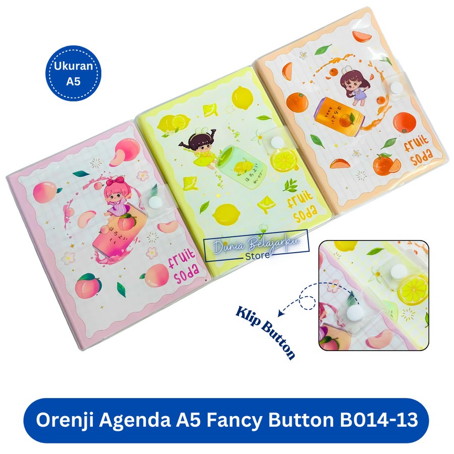 

Notebook Orenji A5 Fancy Button Agenda 001 Buku Agenda Catatan Bergaris