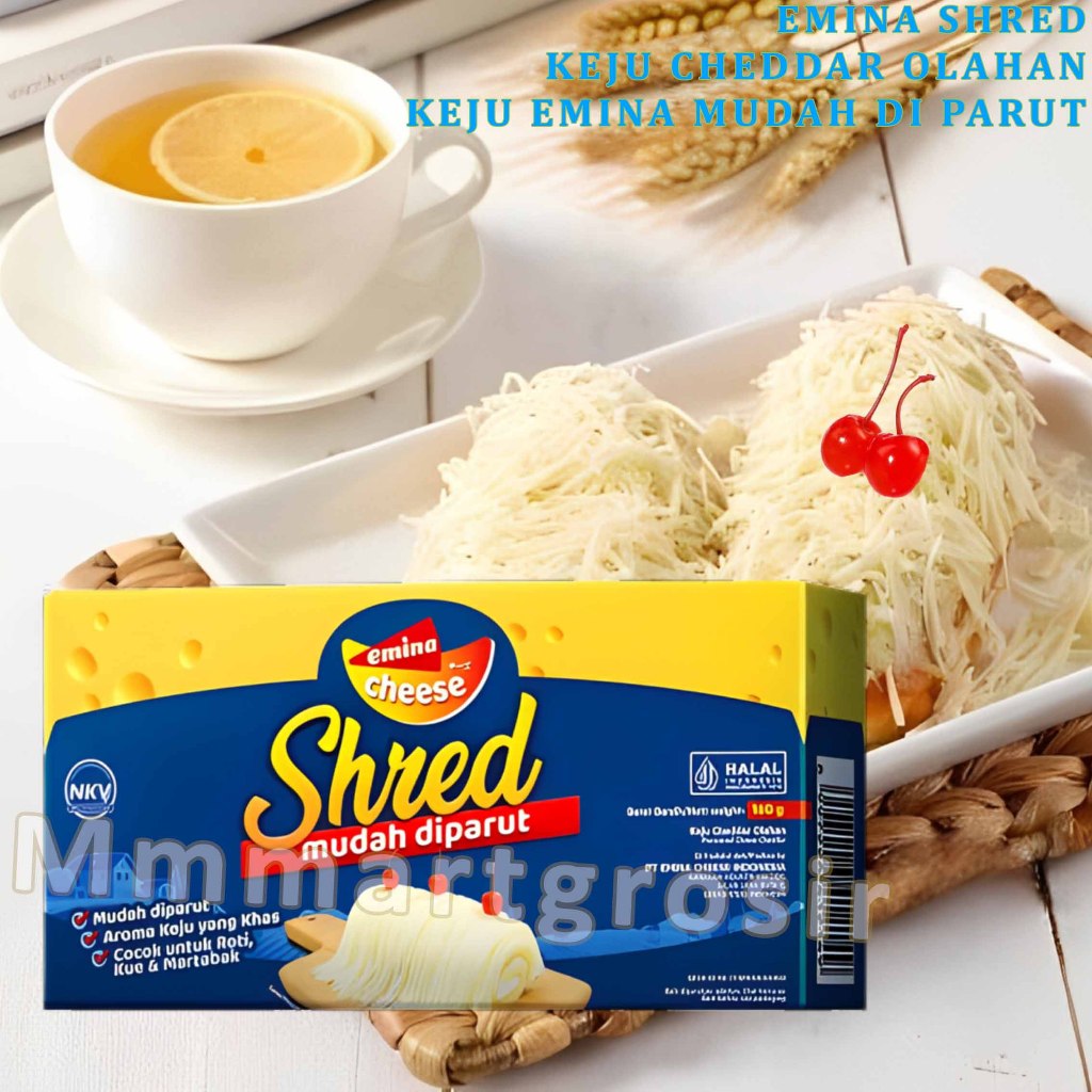 

Emina Shred Cheese / Keju Cheddar Olahan / Keju Mudah Diparut / 160gr