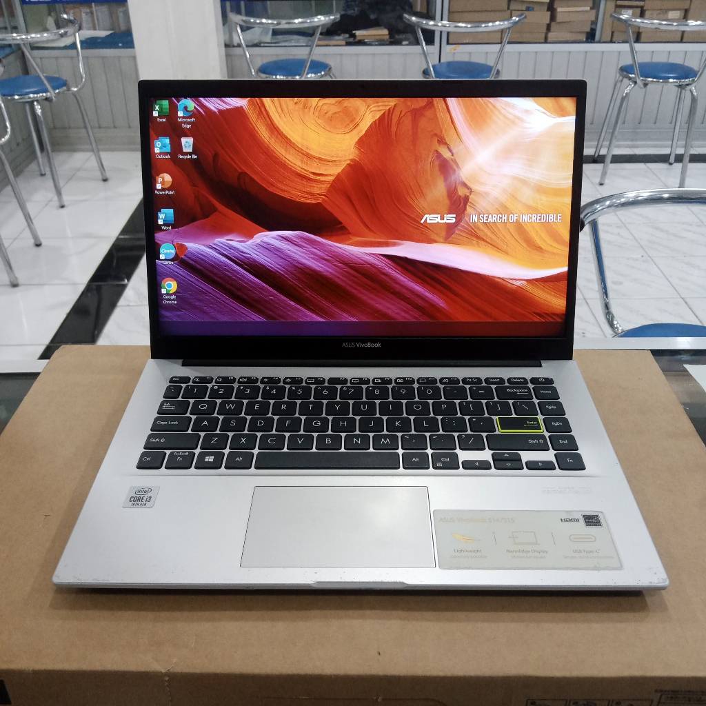 LAPTOP SECOND ASUS VIVOBOOK X413JA CORE I3-10th RAM 4GB SSD 128GB+128GB LAYAR 14"INCH-FHD LIKENEW